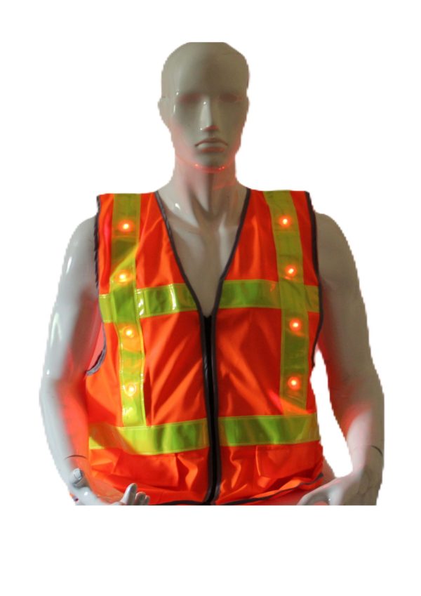 LED Signaling High Visibility Vest (Orange HVLED01)
