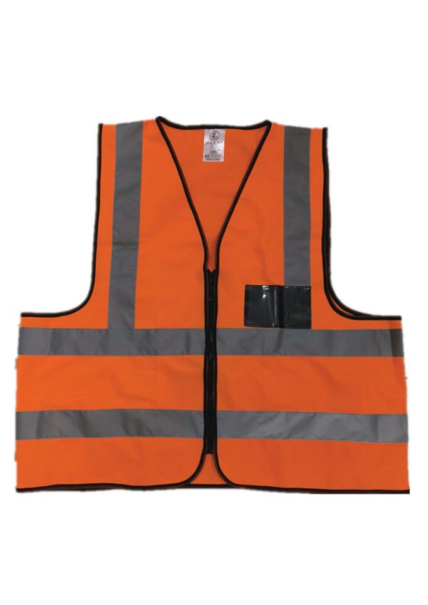 HIGH VISIBILITY SIGNALING VEST WITH CARD HOLDER (ORANGE, HVSJ-01)