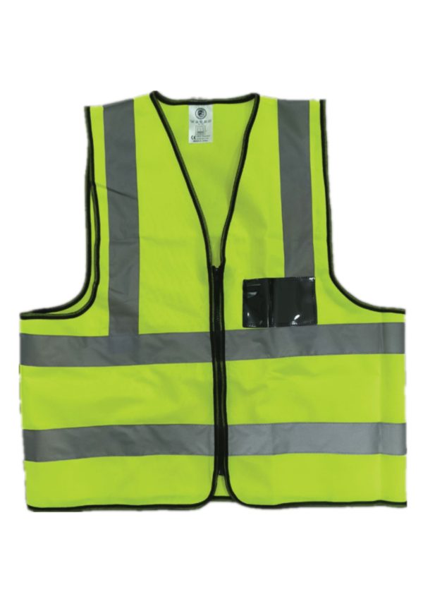 HIGH VISIBILITY SIGNALING VEST WITH CARD HOLDER (YELLOW, HVSJ-02)