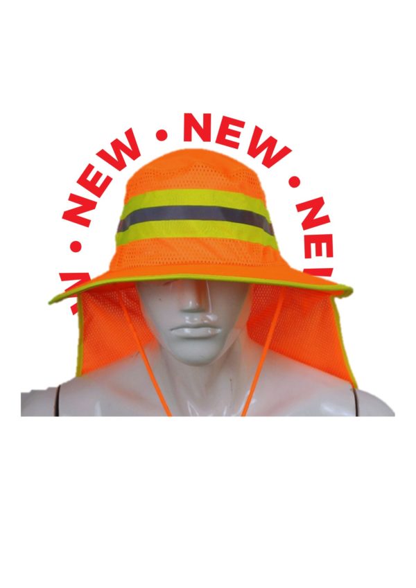 MESH BUSH HAT HI-VIS TAPING (ORANGE HVBF01)